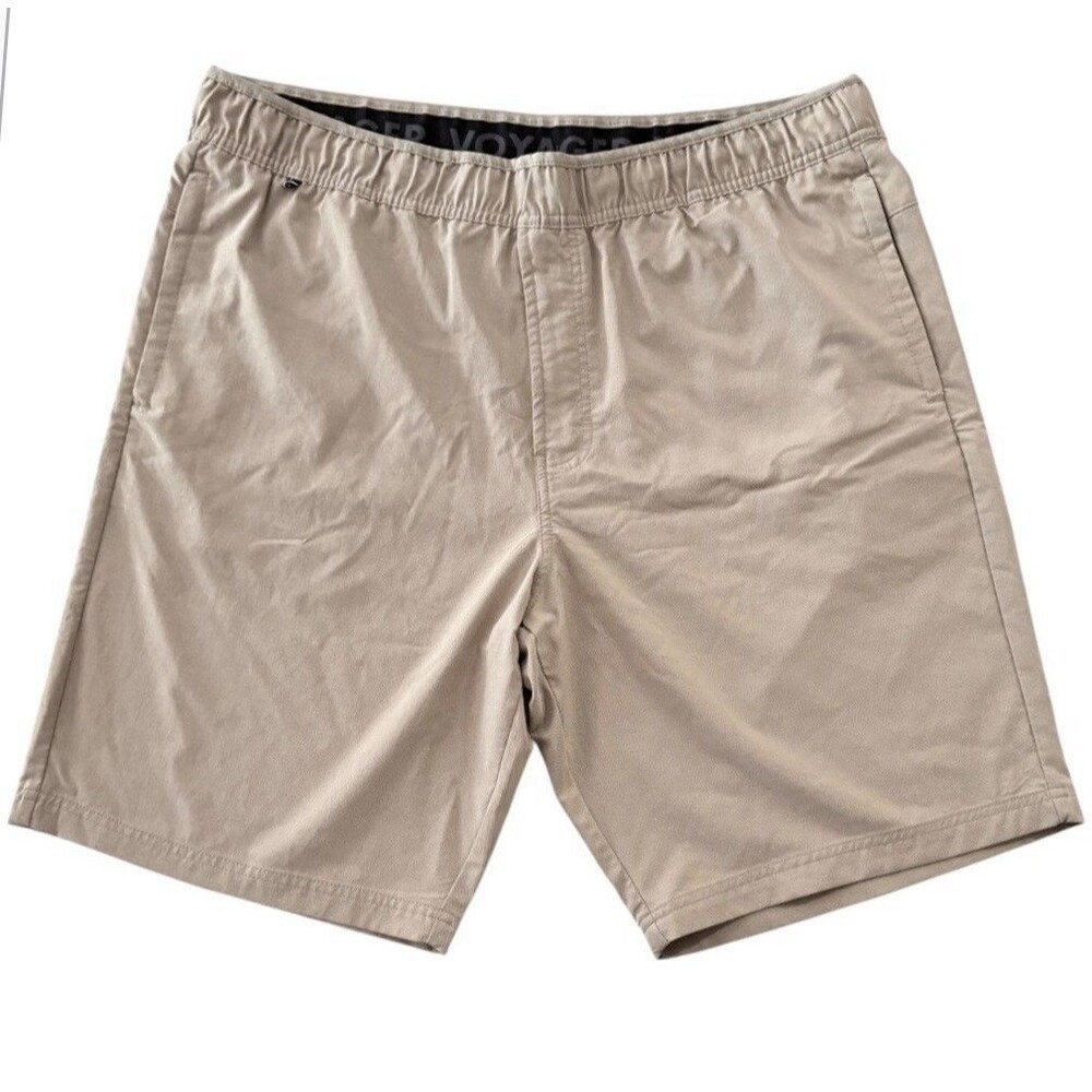 VOYAGER Light Tan Men’s Travel Shorts Size XXL UPF 50+ Protection Elastic Waist